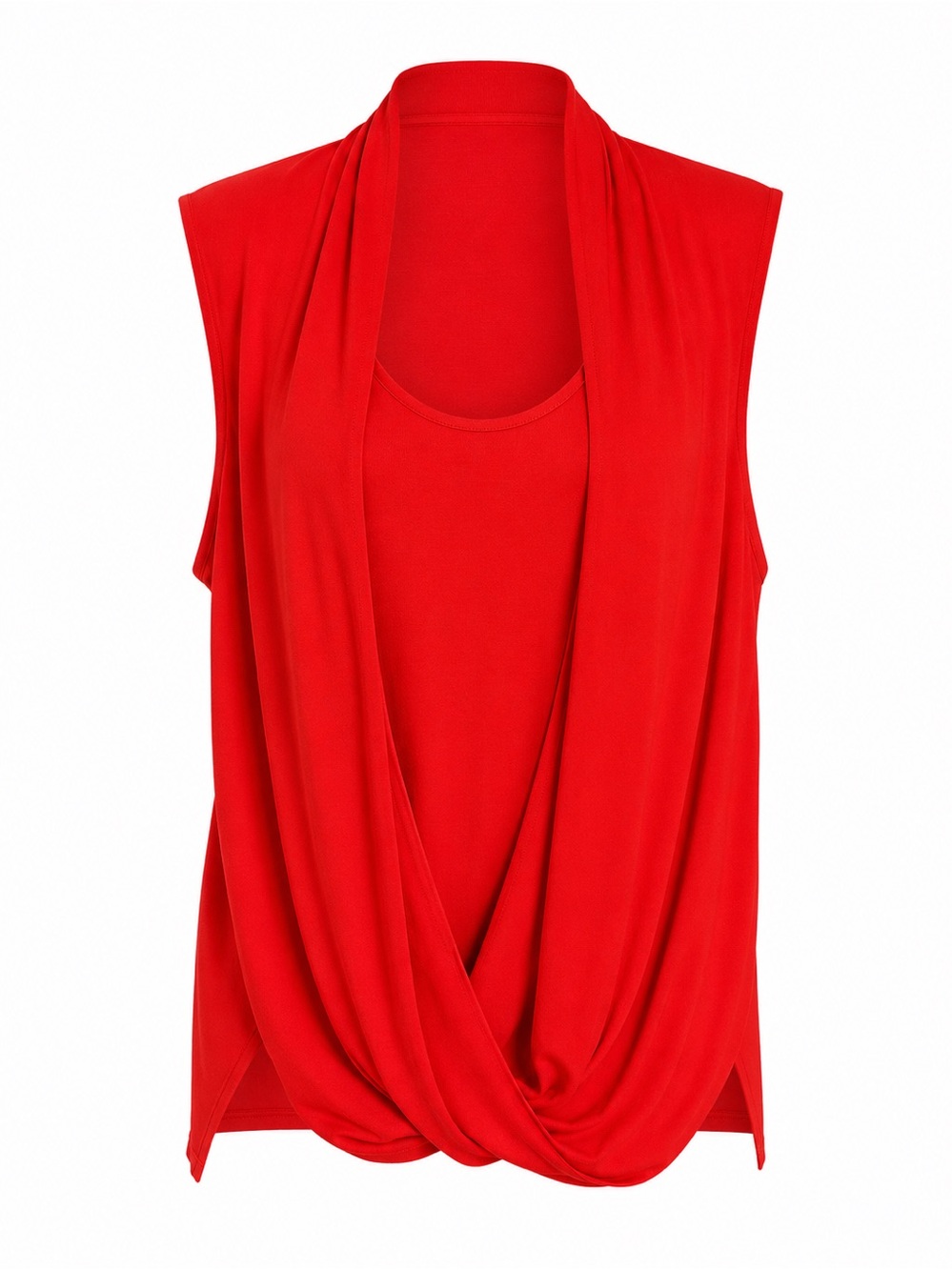 Vince Camuto Cherry Red Draped Layered Tank Top 2X